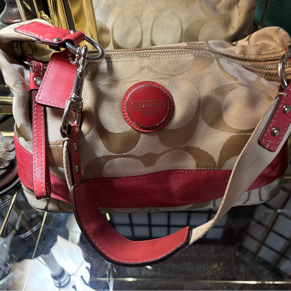 Coach Red and Tan Women's Bag